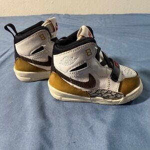 Nike Jordan Toddler Shoes White Gold Black Red Size 4c